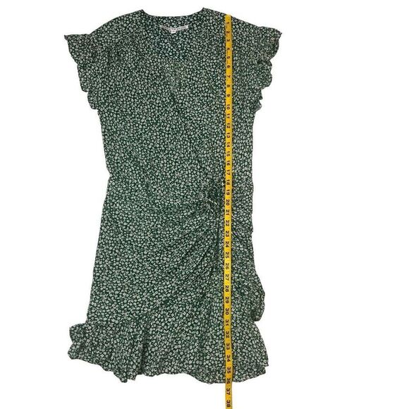Veronica Beard Womens Marla Silk Floral Ruched Ruffled Mini Dress Green Size 8 - Picture 9 of 14